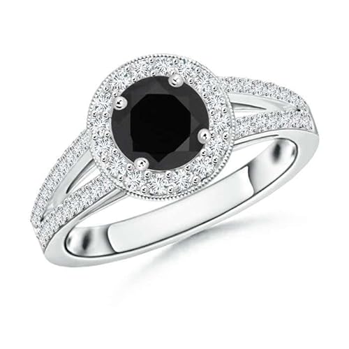 NYZA JEWELS Schwarzer Spinell Runder 6.00mm Ring Mit Holo Akzenten | Sterlingsilber 925 mit Rhodinierung | Hochzeits, Jubiläums Und Verlobungskollektion (67 (21.3)) von NYZA JEWELS