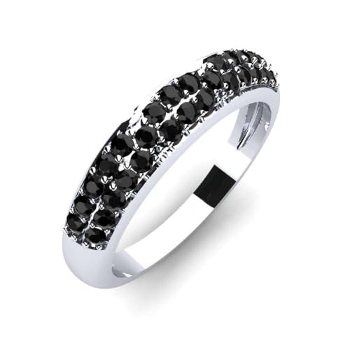 NYZA JEWELS Sterlingsilber 925, schwarzer Spinell Runder 2,00mm Bandring mit Rhodiumbeschichtung | Wunderschöner immergrüner Ring im Banddesign für alltägliche Accessoires (58 (18.5)) von NYZA JEWELS