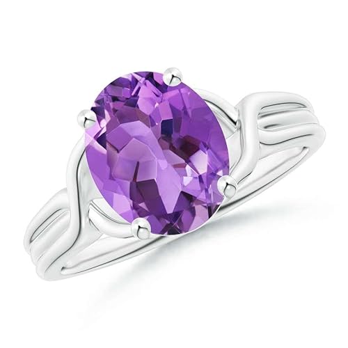 Sterling Silber 925 Amethyst Oval 9x7mm Einzelstein Solitär Ring mit Rhodinierung (58 (18.5)) von NYZA JEWELS