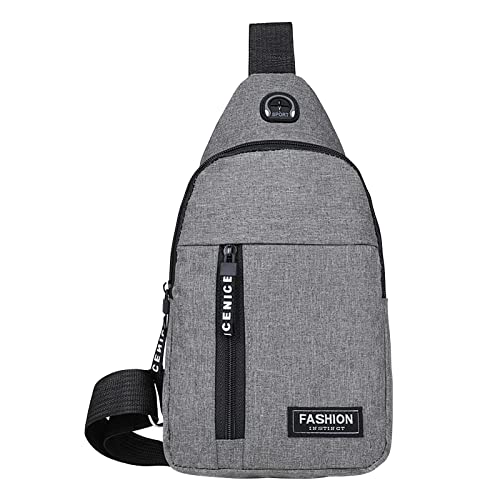 NZDFH Brusttasche Herren, Leichte Umhängetasche Sling Bag, Oxford-Stoff Crossbody bag, Schultertasche Wasserdichter Umhängetaschen Handtasche Herren für Sport Radfahren Reisen Klettern, Grau von NZDFH