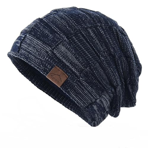 NZDFH Mütze Damen Wintermütze mit Weichem Innenfutter, Winter Strickmützen Grobstrick Warme Beanie Mützen, Warm Wintermütze für Herren und Damen, Kleine, Schwarz von NZDFH