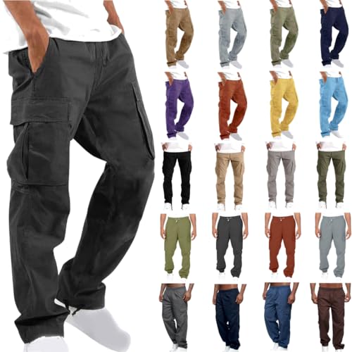 Gutschein zum ausdrucken Cargohose Herren Casual Einfarbig Hose Sommer Cargo Hosen Baumwolle Sporthose Baggy Jogginghose Leicht Laufhose Regular Fit Sommerhose Lang Freizeithose Bequem Trousers von NZYIHAO