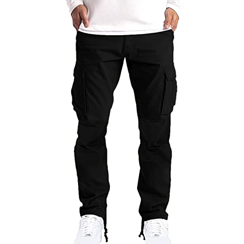 Jogginghose Herren Männer Einfarbige Cargo Hose Casual Kordelzug Cargohose Elastische Freizeithose Mit Tasche Cargohose Herren Casual Einfarbig Hose Sommer Cargo Hosen Baumwolle Sporthose Trousers von NZYIHAO