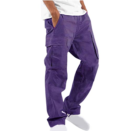 Jogginghose Herren Männer Einfarbige Cargo Hose Casual Kordelzug Cargohose Elastische Freizeithose Mit Tasche Cargohose Herren Casual Einfarbig Hose Sommer Cargo Hosen Baumwolle Sporthose Trousers von NZYIHAO