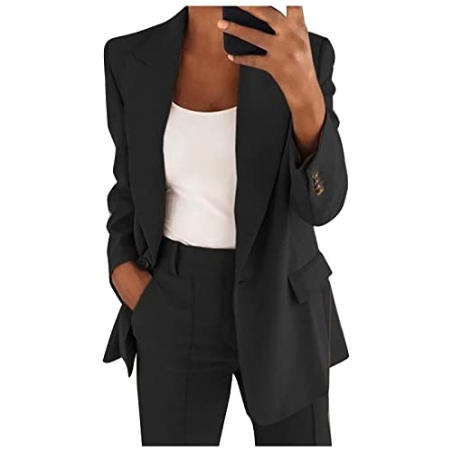 Tagesangebote Heute Hosenanzug Damen Elegant Festlich Blazer Zweiteiliges Hosenanzüge mit Knöpfen Business 2 Teiler Einfarbig Anzug Set Hohe Taille Anzughose Büro Freizeitanzug Große Größen Sakko von NZYIHAO