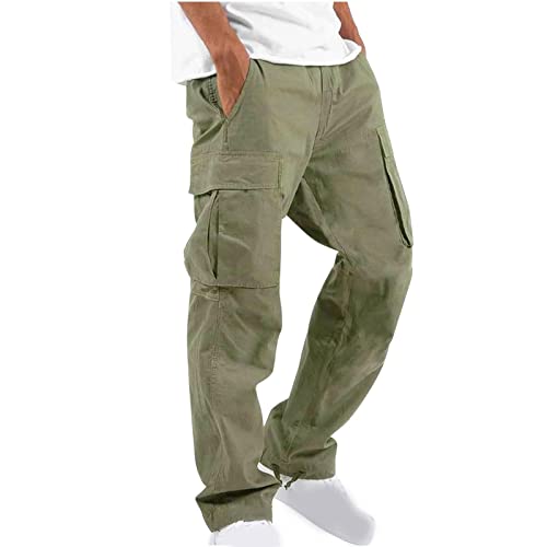 Warehouse deals angebote Cargohose Herren Casual Einfarbig Hose Sommer Cargo Hosen Baumwolle Sporthose Baggy Jogginghose Leicht Laufhose Regular Fit Sommerhose Lang Freizeithose Bequem Trousers von NZYIHAO