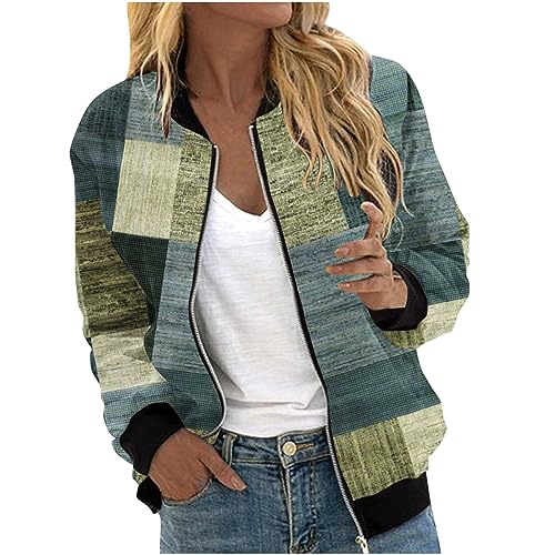 college jacke mädchen Bomberjacke Damen Casual Frühlingsjacke Einfarbig Übergangsjacke Sommerjacke mit Reißverschluss Leichte Pilotenjacke Kurze Fliegerjacke Langarm Bikerjacke Mädchen Outwear von NZYIHAO