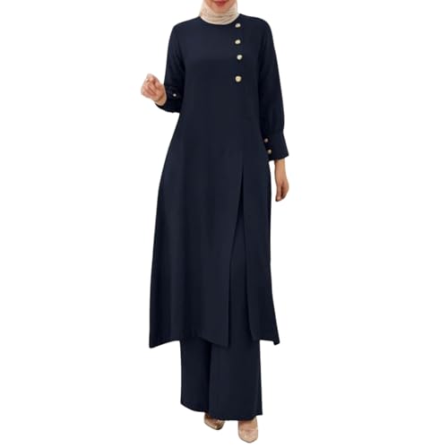 NaLatia Muslimische Kleidung für Damen, langärmelig, locker, Ramadan-Trainingsanzug, islamische Kleidung, Bluse, weites Bein, Hose, Anzüge, 2 Stück Freizeitanzug Damen NaLatia Muslimische Kleidung für Damen, langärmelig, locker, Ramadan-Trainingsanzug, islamische Kleidung, Bluse, weites Bein, Hose, Anzüge, 2 Stück Freizeitanzug Damen von NaLatia