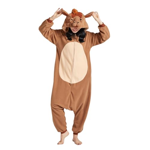 NaVarch Faschingskostüme Tiere Onesie Weihnachten Halloween Onesie Cosplay Jumpsuit Overall Nachtwäsche Damen Herren Kamel, XL von NaVarch