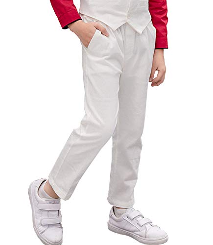 NABER Kinder Jungen Casual Fashion Elastische Taille Husky Kleid Anzug Hose Alter 4-13 Jahre Gr. 4-5 Jahre, weiß von Naber