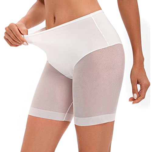 Nadeer Anti-Chafing Unterhosen Damen Unter Rock Kurze Hose Anti-Rutsch Leggings Sicherheits Shorts Miederhose Boyshort Nahtlose Unterwäsche Weich Elastisch Leicht (Weiß,L) von Nadeer