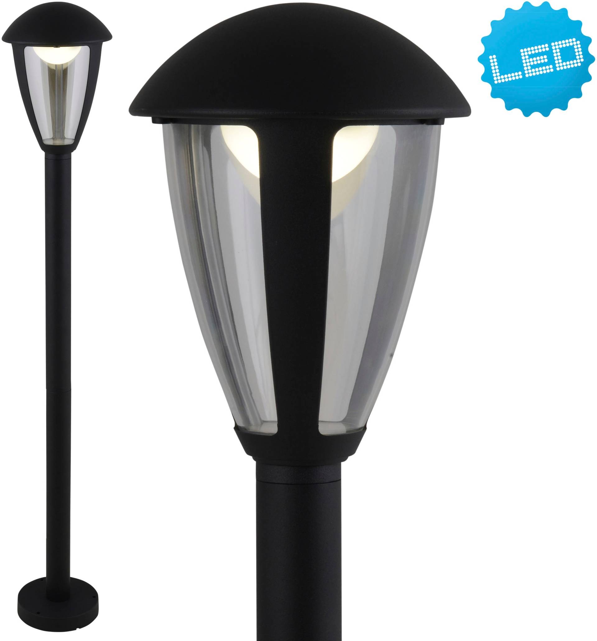näve LED Außen-Stehlampe "Clint", 1 flammig-flammig, Aluminium schwarz Kunststoff klar incl. 14x LED IP44 Höhe 100cm von Näve