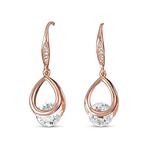 Nagel Jewellery Ohrhänger Doppeltropfen Swarovski, vergoldet Roségold, 925 Sterling Silber von Nagel Jewellery