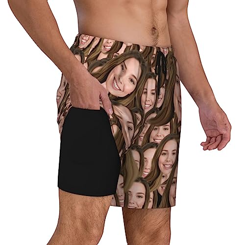 Naispanda Benutzerdefinierte Badehose für Herren mit Kompression Liner, Personalisiert Schnelltrocknend Badeshorts mit Foto Gesicht,Männer Elastisch Trainingsshorts Verstellbar Tunnelzug von Naispanda