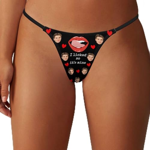 Naispanda Custom Damen G-Strings, personalisierte Höschen, T-String, Damenunterwäsche, Tangas, Fototext, Gesicht auf Druck, individuelle Hochgeschnittene Slips, einzigartiges Geschenk, XS-XL von Naispanda