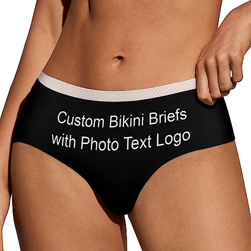 Naispanda Personalisiert Foto Damen Spitzenunterwäsche, personalisierte Damen Bikini Slips mit Foto Text, Schlüpfer, Badehosen für Teenager, Mädchen, Freundin, Ehefrau von Naispanda