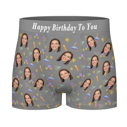 Naispanda Personalisiert Herren Boxershorts Unterhosen Unterwäsche, Unterhose Mit Gesicht Bedrucken Personalisierte Lustige Geschenk für Ehemann Weihnachten Valentinstag, M von Naispanda