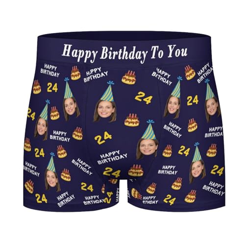 Naispanda Personalisiert Herren Boxershorts Unterhosen mit Gesicht Bedrucken, Personalisierte Unterhose Herren Geschenk für Ehemann Weihnachten Valentinstag, S von Naispanda