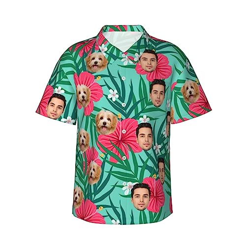 Naispanda Personalisiert Herren Funky Hawaiihemd mit Foto, Kurzarm Lässig Unisex, Benutzerdefinierte Sommer Bedruckter Strand Beilaufig Hawaii Hemd S-3XL von Naispanda