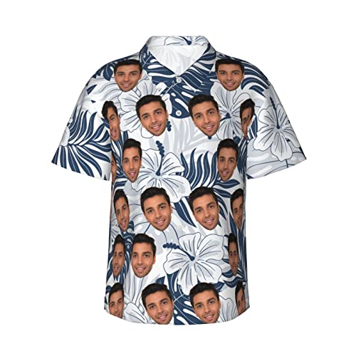 Naispanda Personalisiert Herren Hawaiihemd mit Gesicht Foto, Hawaii Hemden Personalisiertes für Männer, Personalisierte Foto Hemden mit kurzen Ärmeln, Button Down Hemden im Hawaii-Stil für Männer von Naispanda