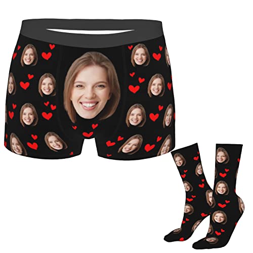 Naispanda Personalisierte Herren Boxershorts mit Foto Gesicht Personalisierte Foto Gesicht Socken 16", Individuelle Unterwäsche Unterhosen Lustige Geschenke für Männer Ehemann Boyfriend Vatertag von Naispanda