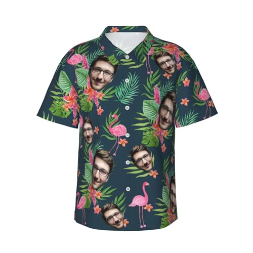 Naispanda Personalisiertes Hawaiihemd mit Gesicht, Personalisierte Herren Hawaii Hemden mit tropischen Blumen, Personalisierte Strand-Hemden, Kurze Ärmel, Button-Down-Hawaii-Hemden von Naispanda