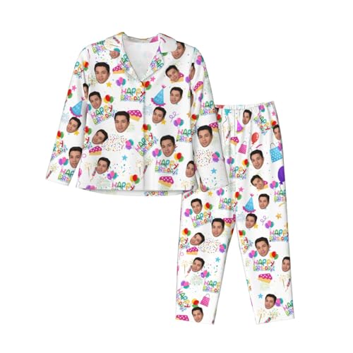 Naispanda Schlafanzüge für Damen Personalisierte Personalisiertes Pyjama-Set mit Foto Gesicht für Frauen, Freundin, Ehefrau, Mutter, Oma Personalisierter Damen Pyjama Personalisierte Schlafanzüge von Naispanda