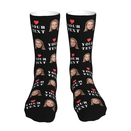 Naispanda Socken Personalisiert Foto, Benutzerdefiniert Lustige Gesichts Socken mit Foto und Text, Personalisierte Gesicht Socken für Geschenk Herren, Damen, Freund, Freundin, Mutter, Schwester, 40cm von Naispanda