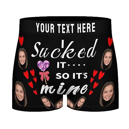 Personalisieren Sie Boxershorts für Männer mit Foto Text Logo benutzerdefinierte Herren Boxershorts Personalisierte Unterwäsche Jungen Briefs Valentinstag Geburtstag Freund Geschenk Größe - L von Naispanda