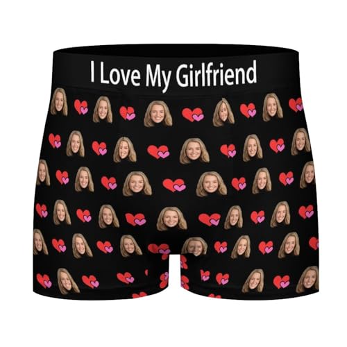 Personalisiert Herren individuelle Boxershorts mit lustigem Gesicht für Freund, Ehemann, personalisierte Herrenunterwäsche mit Gesichtsfoto, Unterwäsche-Slips für Geburtstag, Valentinstag, XL von Naispanda