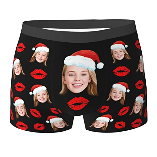 Personalisierte Christmas Boxershorts mit Foto, Individuelle Unterwäsche mit Gesichtsnamen, Boxershorts für Männer, Personalisiert Herren-Unterhose für Freund Ehemann Jahrestag Weihnachts Geschenk von Naispanda