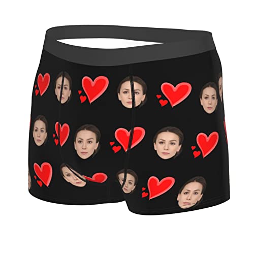 Personalisierte Männer Unterhose,Benutzerdefinierte Lustige Freundinnen Gesichtsboxer Slip,Boxershorts Unterwäsche mit Bedrucken Foto,Idee Geschenk für Freund Ehemann Valentinstag Geburtstag Gedenktag von Naispanda