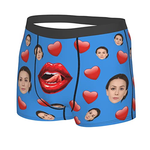 Personalisierte Männer Unterhose,Benutzerdefinierte Lustige Freundinnen Gesichtsboxer Slip,Boxershorts Unterwäsche mit Bedrucken Foto,Idee Geschenk für Freund Ehemann Valentinstag Geburtstag Gedenktag von Naispanda