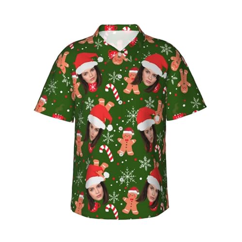 Personalisiertes Weihnachts Hawaiihemd mit Gesicht Foto, Personalisierte Weihnachts Hawaii Hemden für Männer, Personalisierte Foto Hemden mit Kurzen Ärmeln, Weihnachts Button Down Hemden für Männer von Naispanda