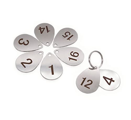 NanTun 304 Edelstahl Tropfenform Schlüsselanhänger mit Ring, 20 Stück, Laser-Zahlen-ID-Tags, Schlüsselanhänger, nummerierte Schlüsselringe – 1 bis 20 von NanTun