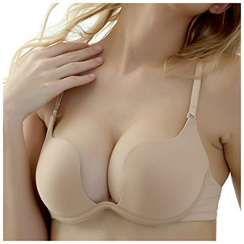 Nanier Damen Deep U Push Up Multiway Convertible Plunge BH Unterwäsche Aprikosen 70A von Nanier