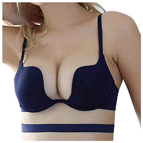 Nanier Damen Deep U Push Up Multiway Convertible Plunge BH Unterwäsche Blau 70B von Nanier