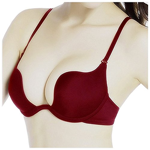 Nanier Damen Deep U Push Up Multiway Convertible Plunge BH Unterwäsche Rot 70B von Nanier