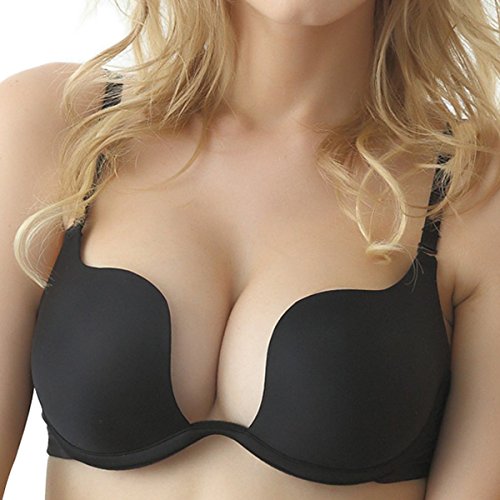 Nanier Damen Deep U Push Up Multiway Convertible Plunge BH Unterwäsche Schwarz 70B von Nanier