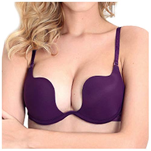 Nanier Damen Deep U Push Up Multiway Convertible Plunge BH Unterwäsche Violett 75A von Nanier