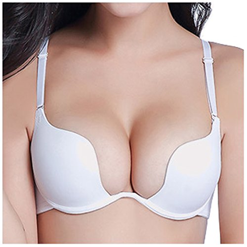 Nanier Damen Deep U Push Up Multiway Convertible Plunge BH Unterwäsche Weiß 85B von Nanier