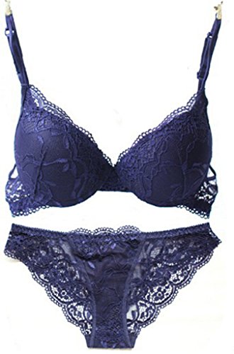 Nanier Damen Sexy Push up BH Set Mit Stickerei Blau 70A von Nanier