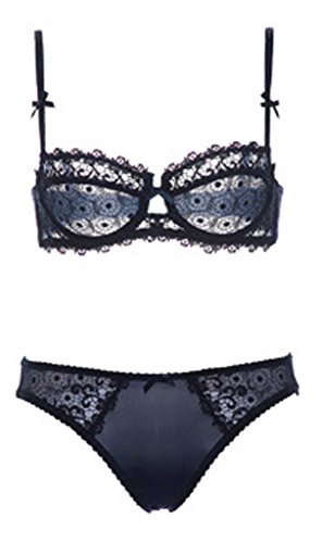 Nanier Sexy Damen Dünn Transparenten Soft BH Mit Stickerei Blau 75A von Nanier