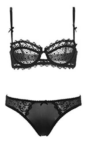 Nanier Sexy Damen Dünn Transparenten Soft BH Mit Stickerei Schwarz 75B von Nanier