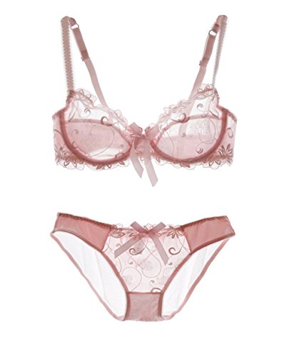 Nanier Soft BH set Für Damen, Sexy, Transparente, Mit Stickerei, Aprikosen, 75B von Nanier