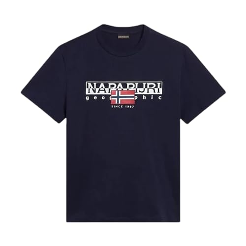 NAPAPIJRI S-Aylmer T-Shirt für Herren - Blau Modell NP0A4HTO 100% Baumwolle, blau, Large von Napapijri