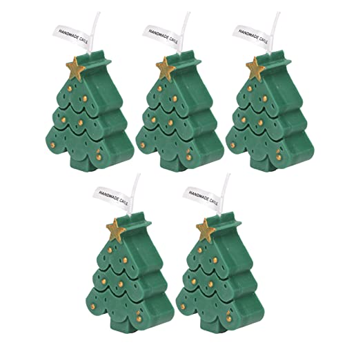 Weihnachtsduftkerzen-Set, Sante Green Eleganter Duft Entspannend 5 Stk. Sojawachs Weihnachtsbaumform Duftkerzen für das Badezimmer von Naroote