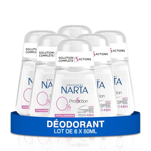 Narta Deodorant für Damen, kugelförmig, Schutz 5, 48 Stunden, ohne Alkohol, hypoallergen, 6 x 50 ml Narta Deodorant für Damen, kugelförmig, Schutz 5, 48 Stunden, ohne Alkohol, hypoallergen, 6 x 50 ml von Narta