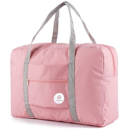 Narwey Handgepäck Tasche für Flugzeug 55x40x20cm/45x36x20cm Faltbare Reisetasche Overnight Weekend Damen Handgepäck Sporttasche Koffer 25L (Rosa) von Narwey