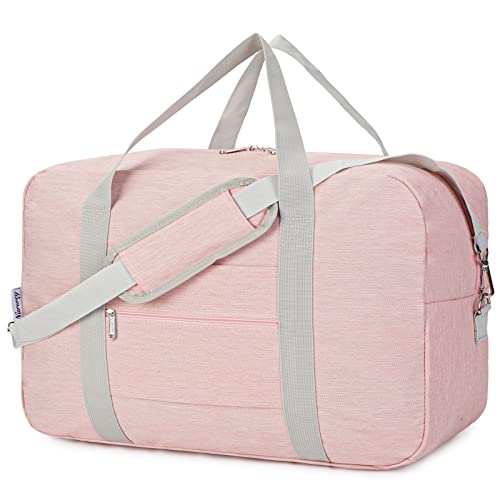 Narwey Handgepäck Tasche für Flugzeug Faltbare Reisetasche Damen Weekender Bag Sporttasche Damen Herren Handgepäck Koffer Groß 40L(Rosa) von Narwey